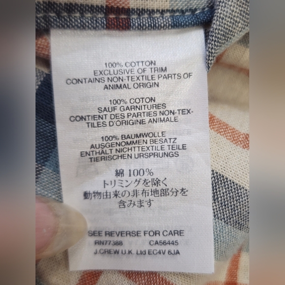 J. Crew Men's Blue Red Plaid Short Sleeve Shirt Button Front, sz LG - Picture 10 of 16